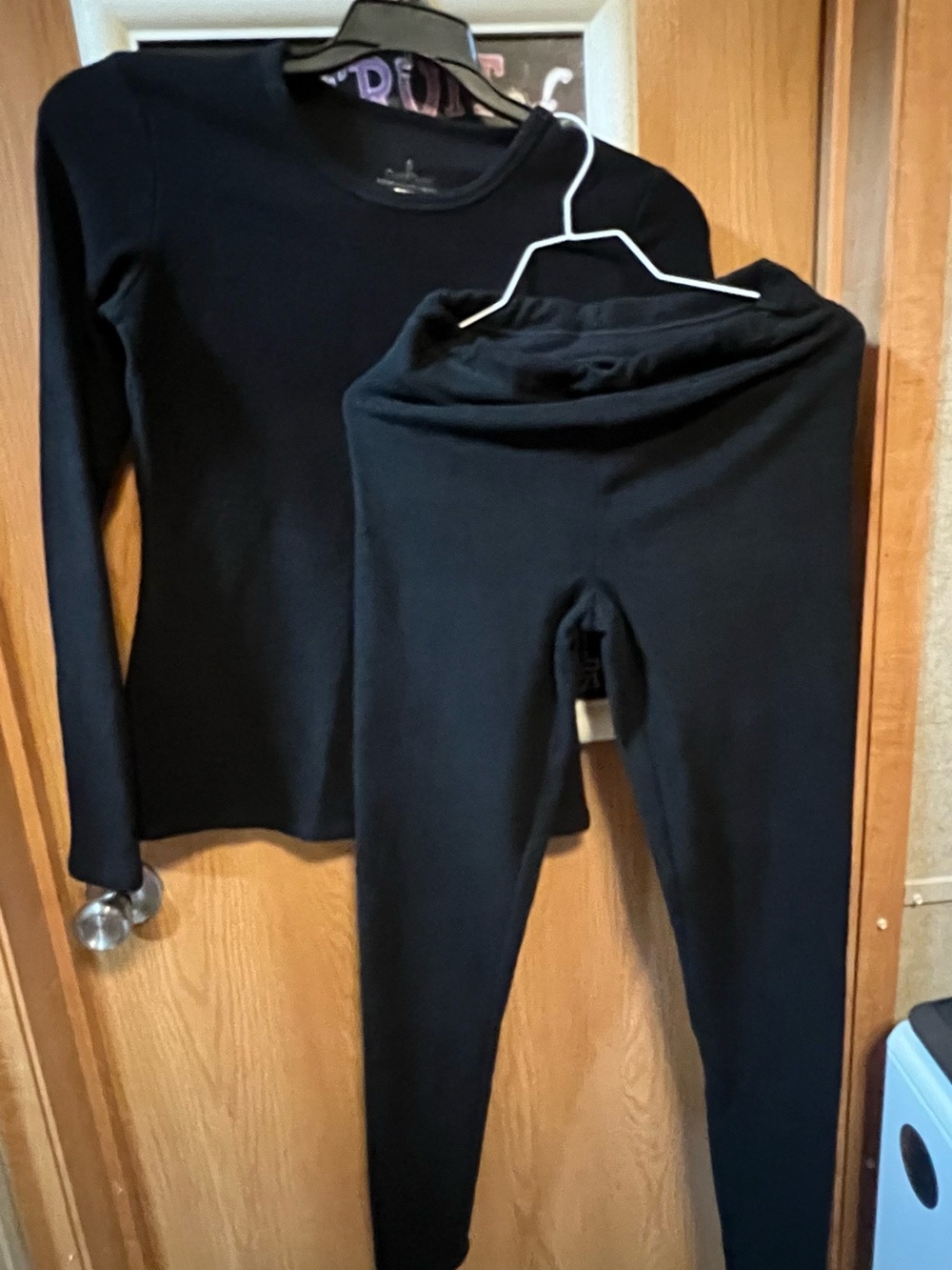 Cuddl Duds Black Thermal Leggings and Long-Sleeve Top Set